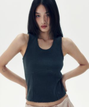 워시드 레이서백 탑 [챠콜]