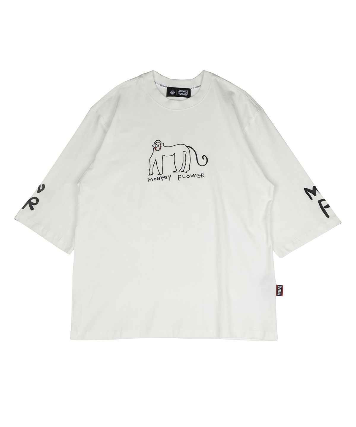 몽키플라워(Monkey Flower) 공용 키치드로잉 자수 5부소매티셔츠/MM9WTS11U4 WHITE