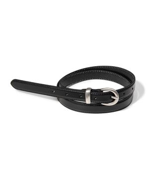(W) simple western round cowhide leather belt (T013_black)