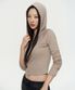 우먼즈 리브드 슬림 후디드 긴소매 티셔츠 [그레이쉬 베이지]