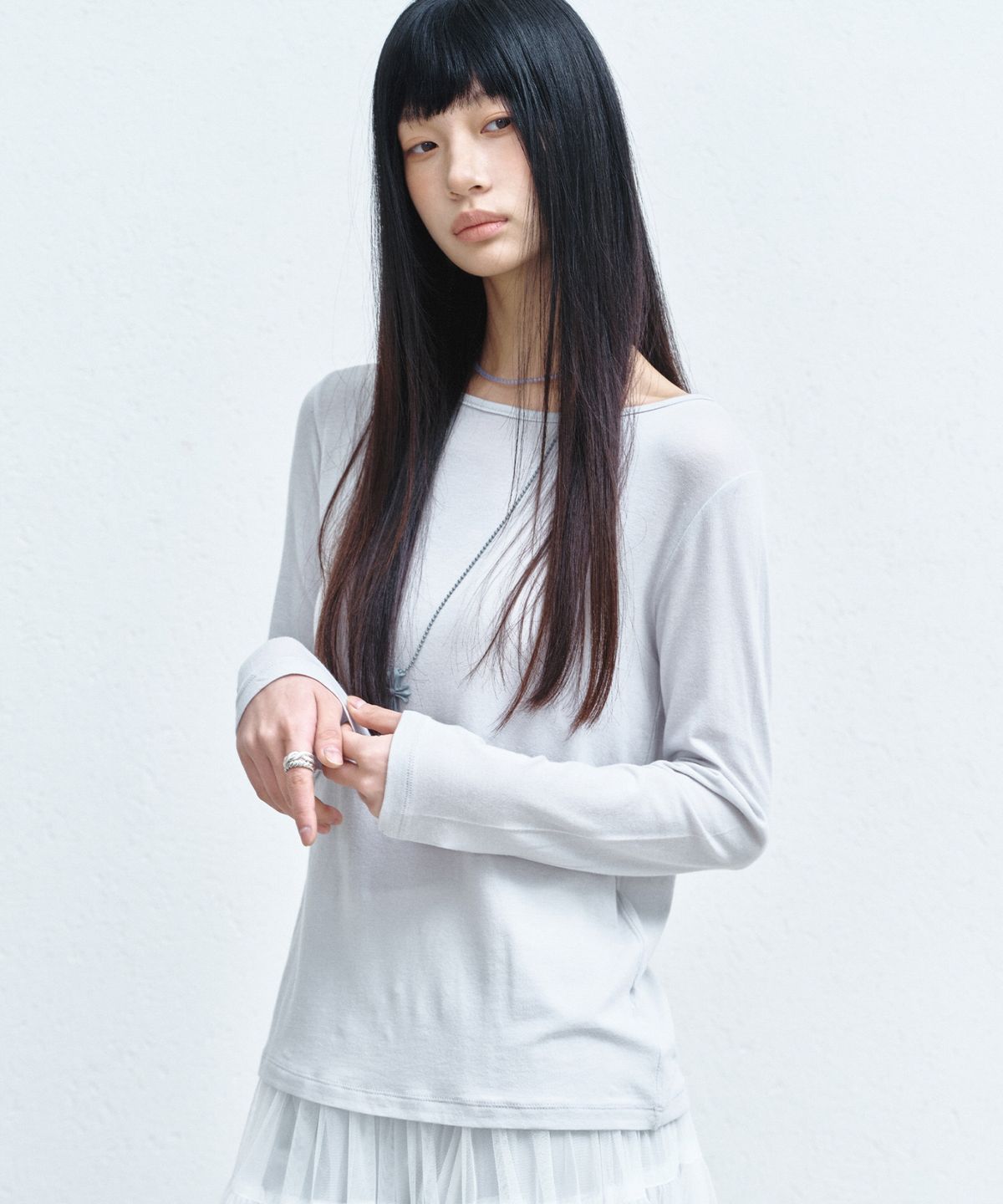 닉앤니콜(NICK&NICOLE) [ESSENTIAL] ESSENTIAL BOAT NECK TOP_LIGHT GRAY