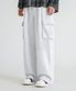 원턱 와이드 카고 스웨트 팬츠 [화이트 멜란지]