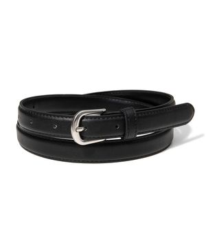 (W) simple silver fake leather belt (T018_black)