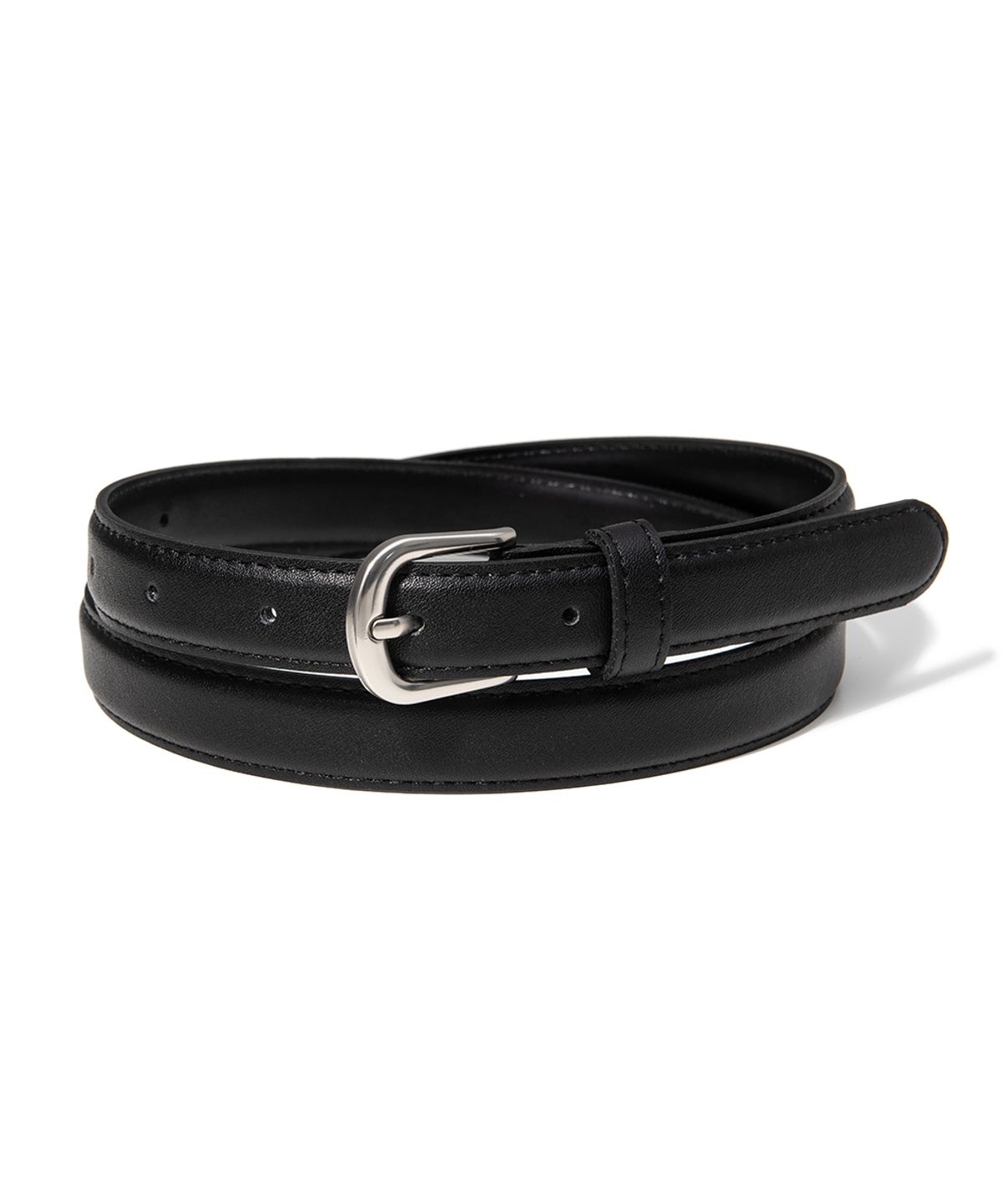 할렌(HALDEN) (W) simple silver fake leather belt (T018_black)