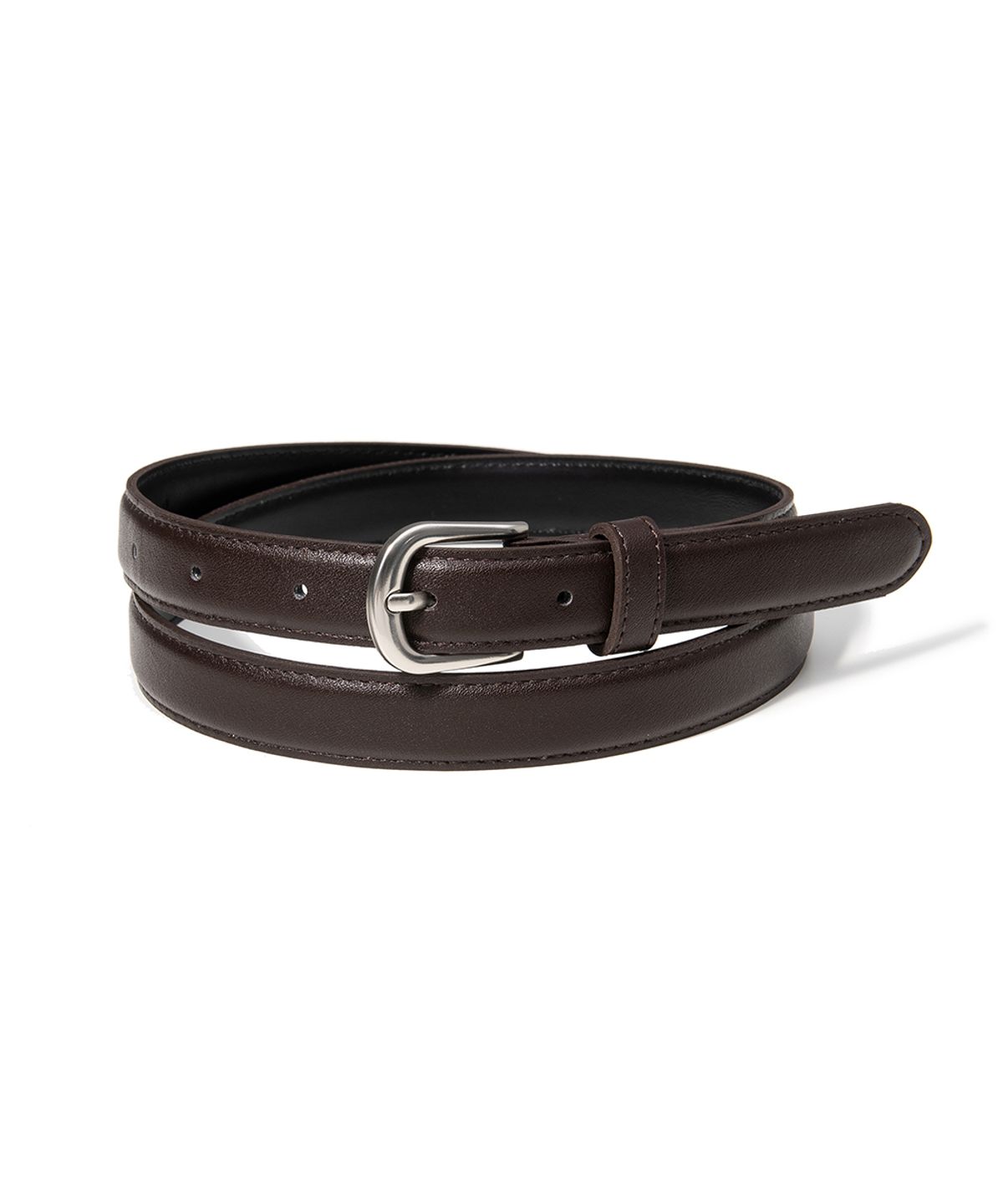할렌(HALDEN) (W) simple silver fake leather belt (T018_brown)