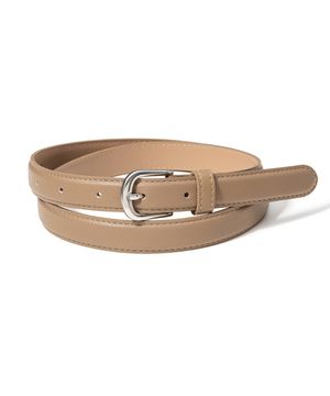 (W) simple silver fake leather belt (T018_beige)