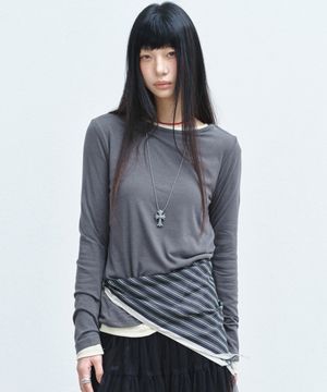 [ESSENTIAL] ESSENTIAL BOAT NECK TOP_CHARCOAL
