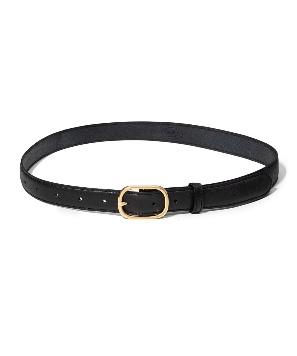 할렌(HALDEN) (W) gold round cowhide leather belt (T021_black)