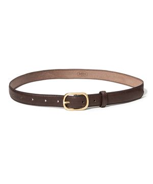 (W) gold round cowhide leather belt (T021_brown)