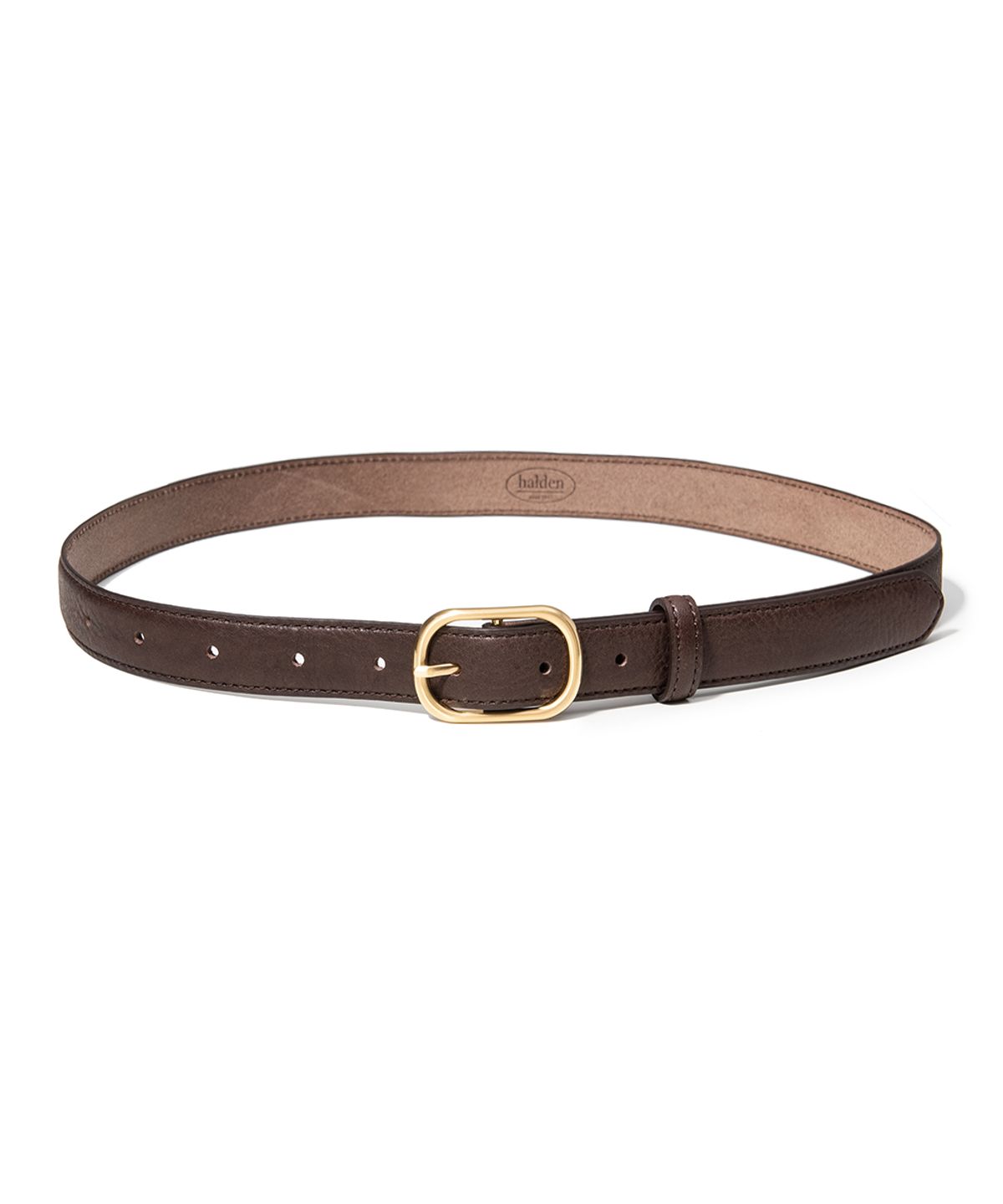할렌(HALDEN) (W) gold round cowhide leather belt (T021_brown)