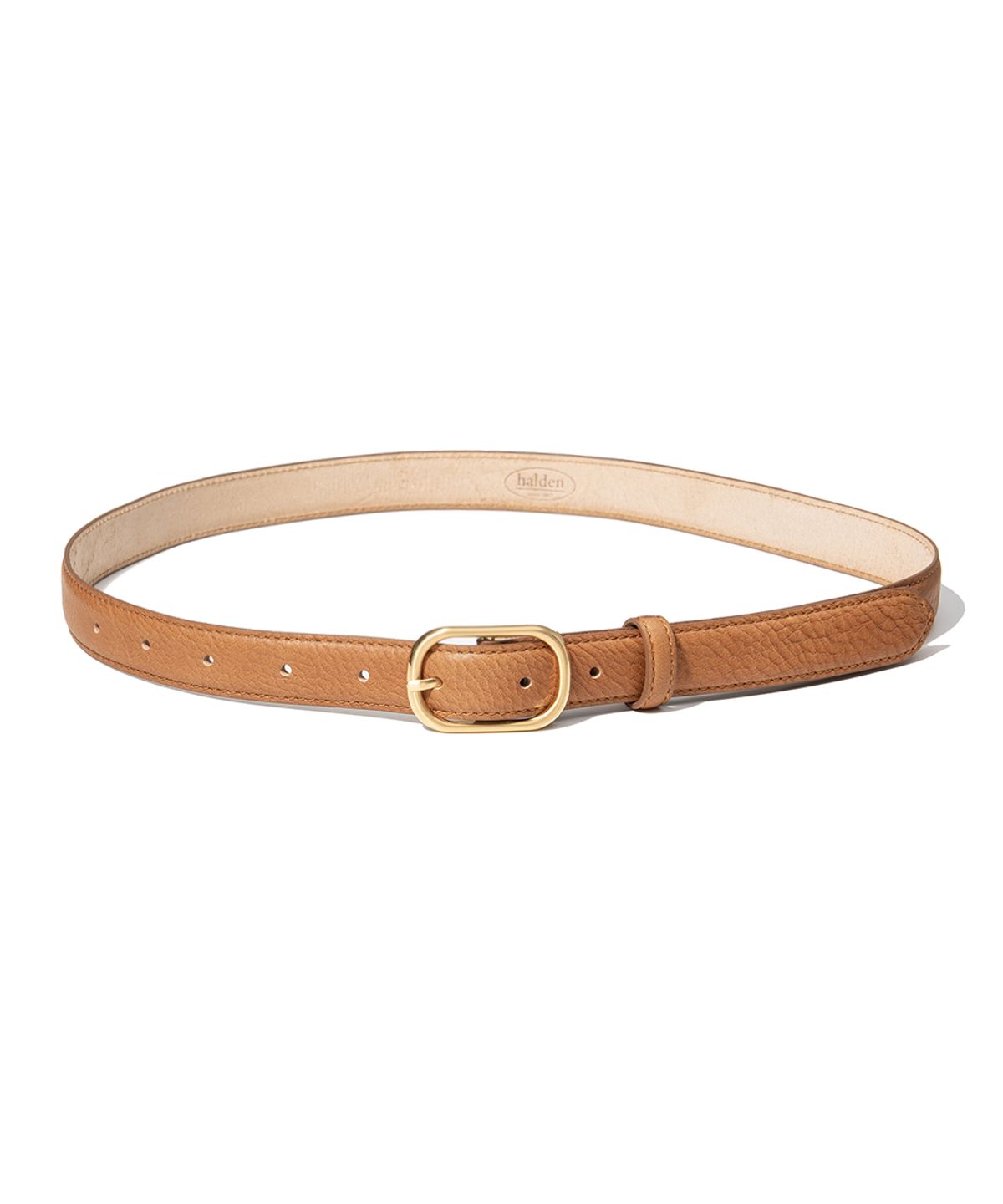할렌(HALDEN) (W) gold round cowhide leather belt (T021_tan)