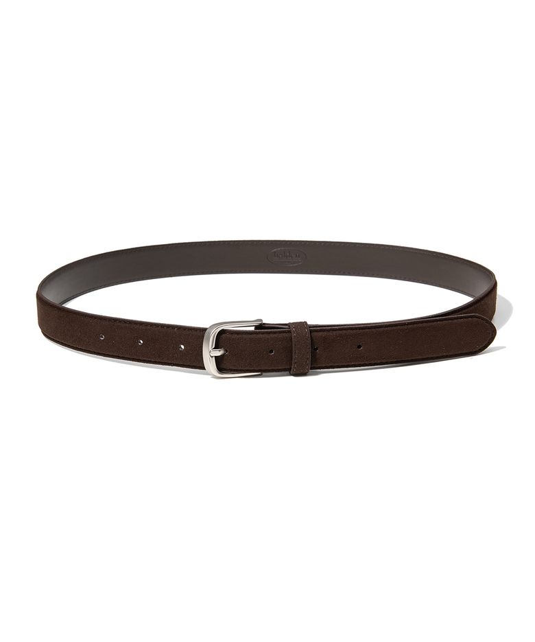 (W) basic square suede belt (T023_brown)