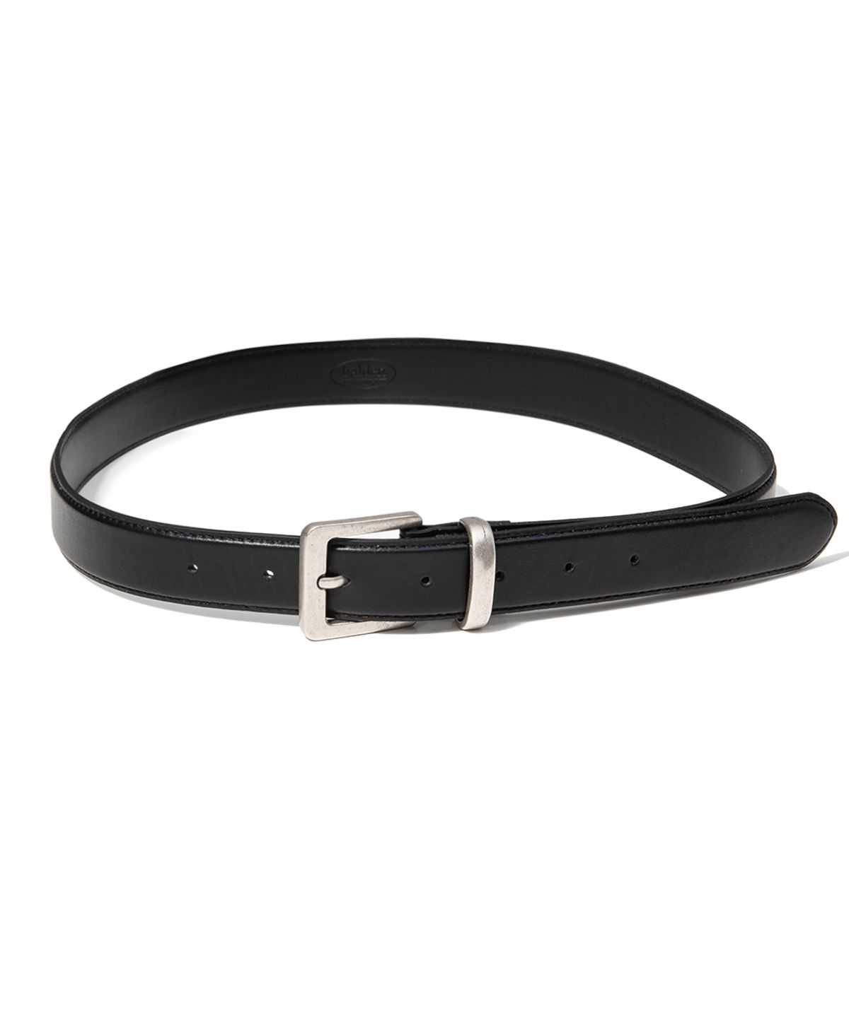할렌(HALDEN) (W) square vintage silver cowhide leather belt (T024_black)