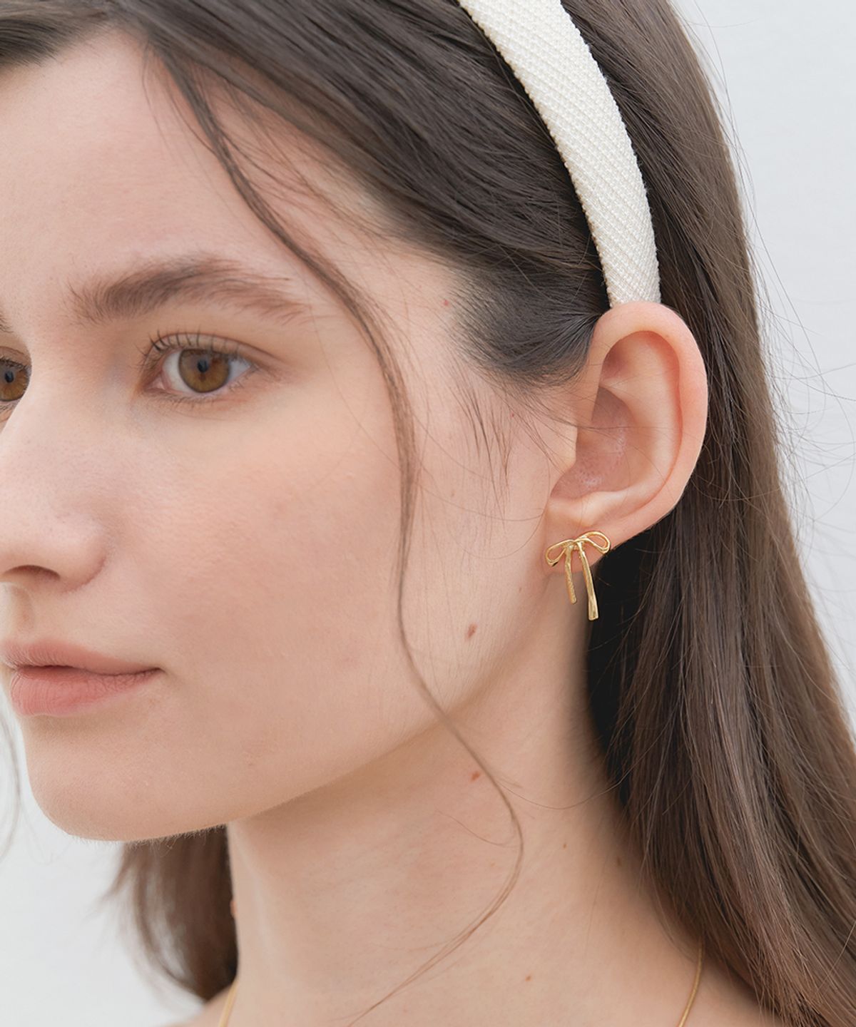 할렌(HALDEN) ribbon pendant earrings (E025_gold)