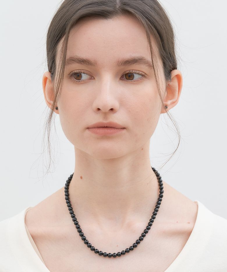 simple onyx black necklace (N014_6mm)