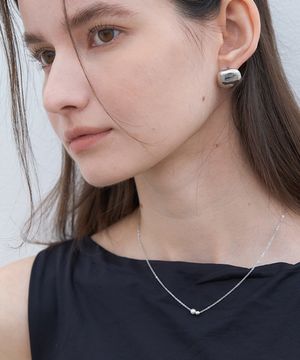 silver round pendant pearl necklace 5,6mm (N020_silver)