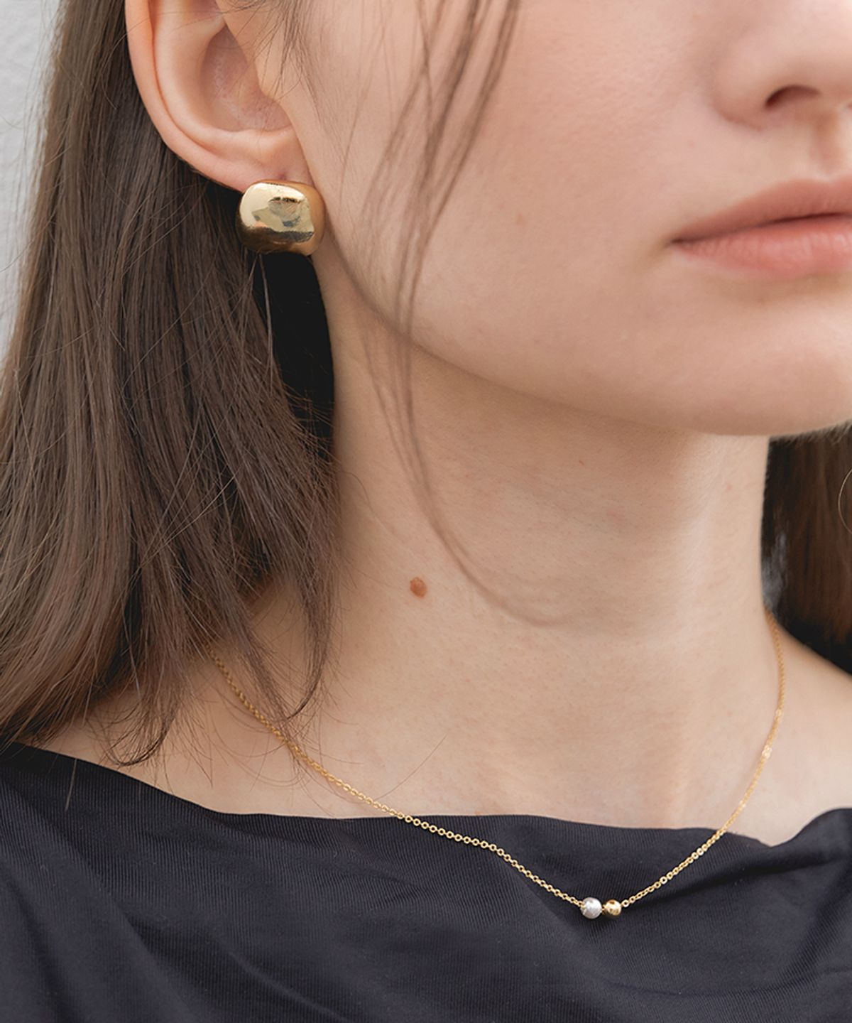 할렌(HALDEN) silver round pendant pearl necklace 5,6mm (N020_gold)