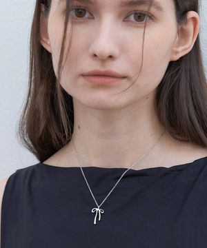 ribbon pendant necklace (N021_silver)