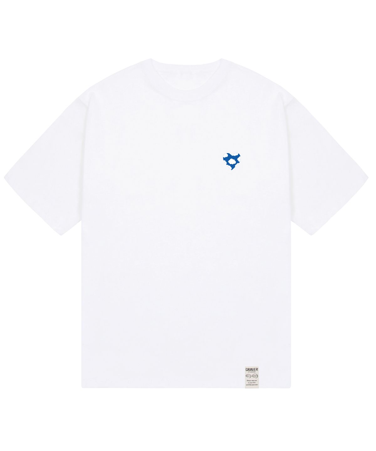 그레이버(GRAVER) [UNISEX]블루 하트구름 스마일 반팔티_화이트