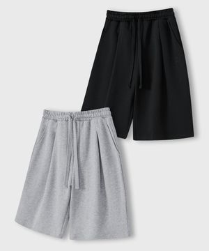 [2PACK] 버뮤다 와이드 원턱 스웨트 쇼츠_3COLOR