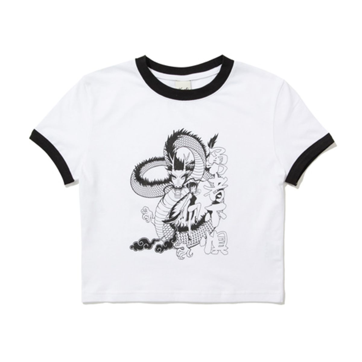 크루치(KRUCHI) DRAGON Ringer Crop T-Shirt (WHITE)