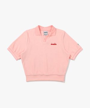 카리나 테리 카라 반팔 티셔츠 우먼 PINK