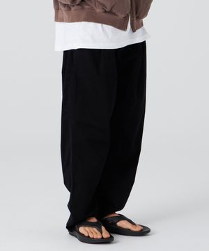 투턱 워시드 와이드 코튼 팬츠 블랙
