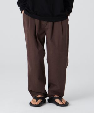 투턱 워시드 와이드 코튼 팬츠 브라운