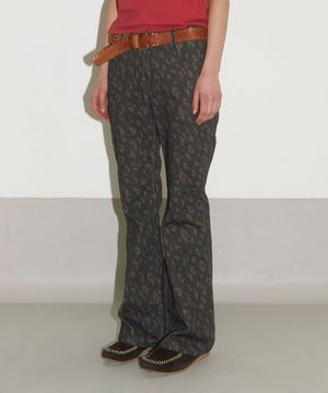 HERETIC BOOT-CUT PANTS / leopard brown