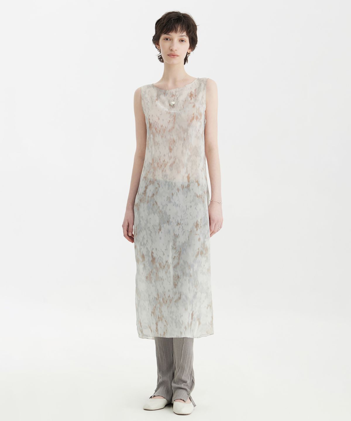 유스(YOUTH) Printing Jersey Dress - Light Grey