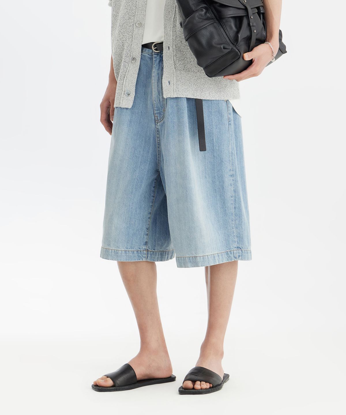 유스(YOUTH) Wide Half Denim - Light Blue