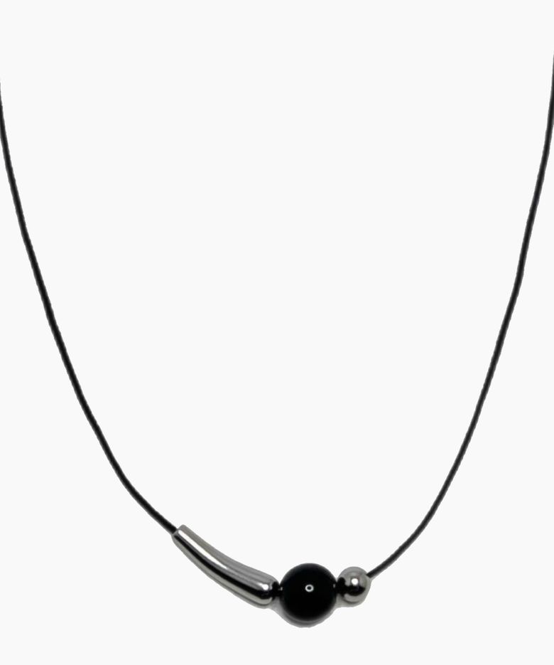 Mix ball leather necklace