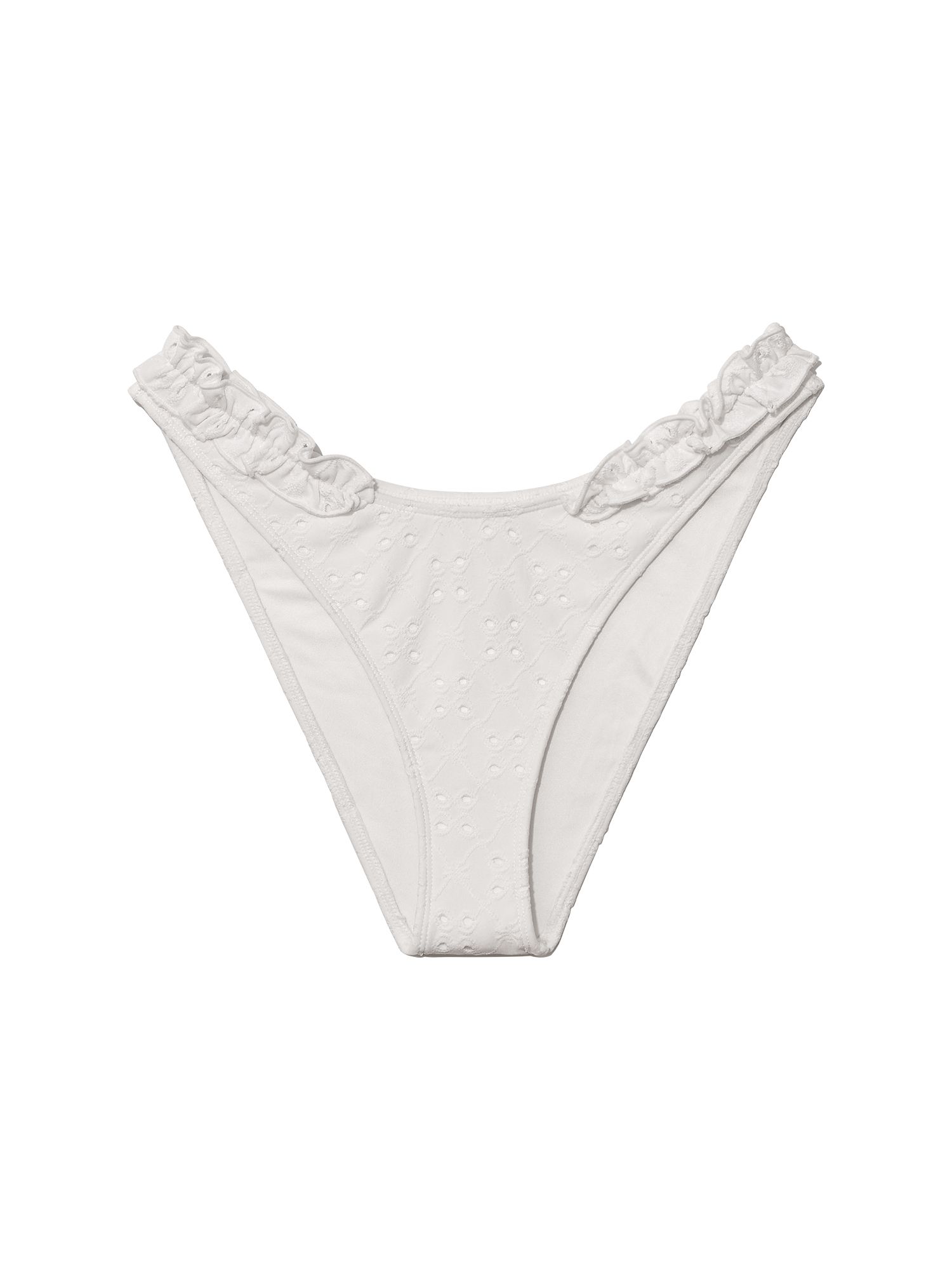 ★GLOWNY★ FRILL HIGH CUT BIKINI BOTTOM WHITE FRILL HIGH CUT BIKINI BOTTOM (WHITE) - GLOWNY