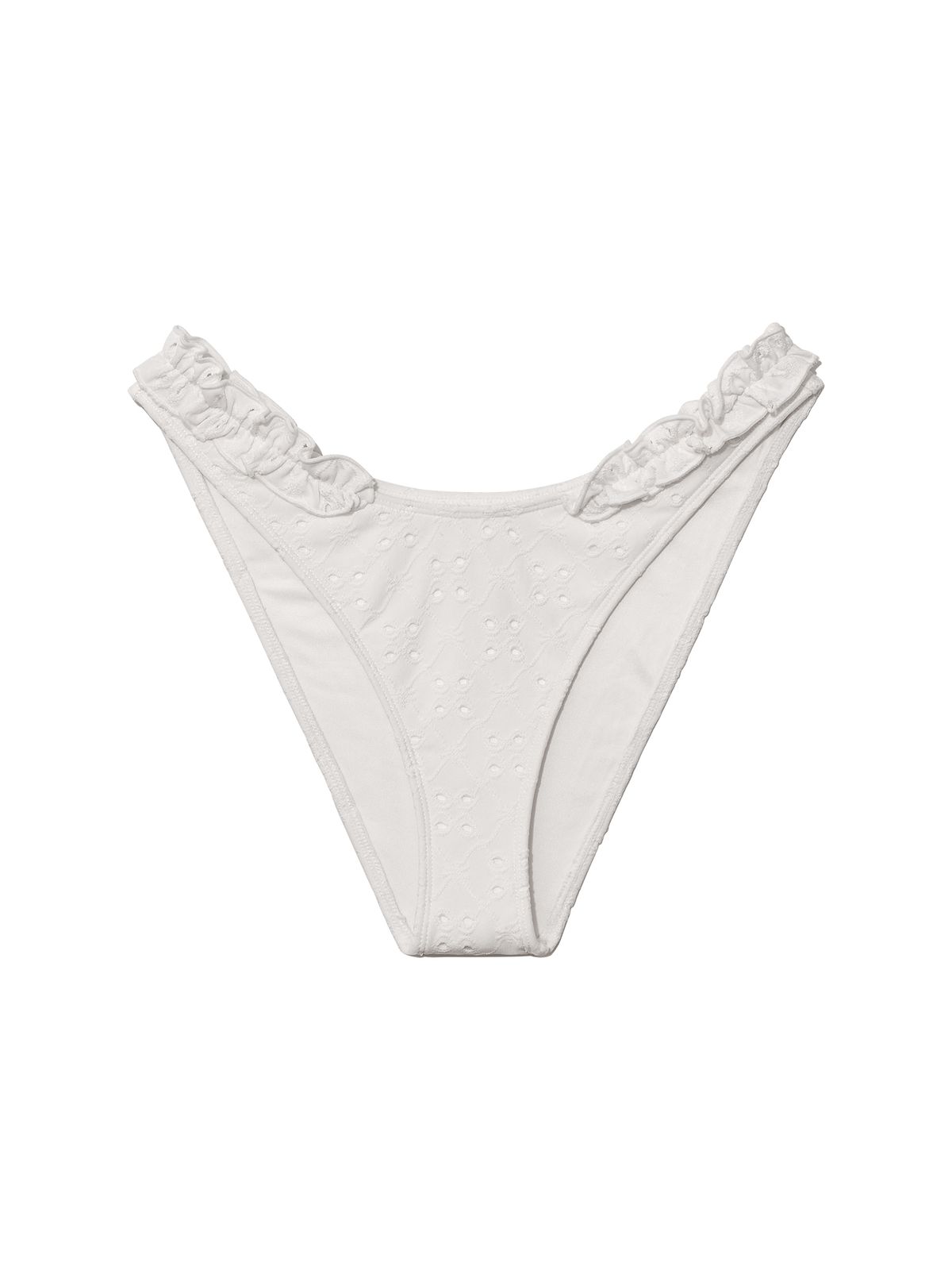 글로니(GLOWNY) FRILL HIGH CUT BIKINI BOTTOM (WHITE)