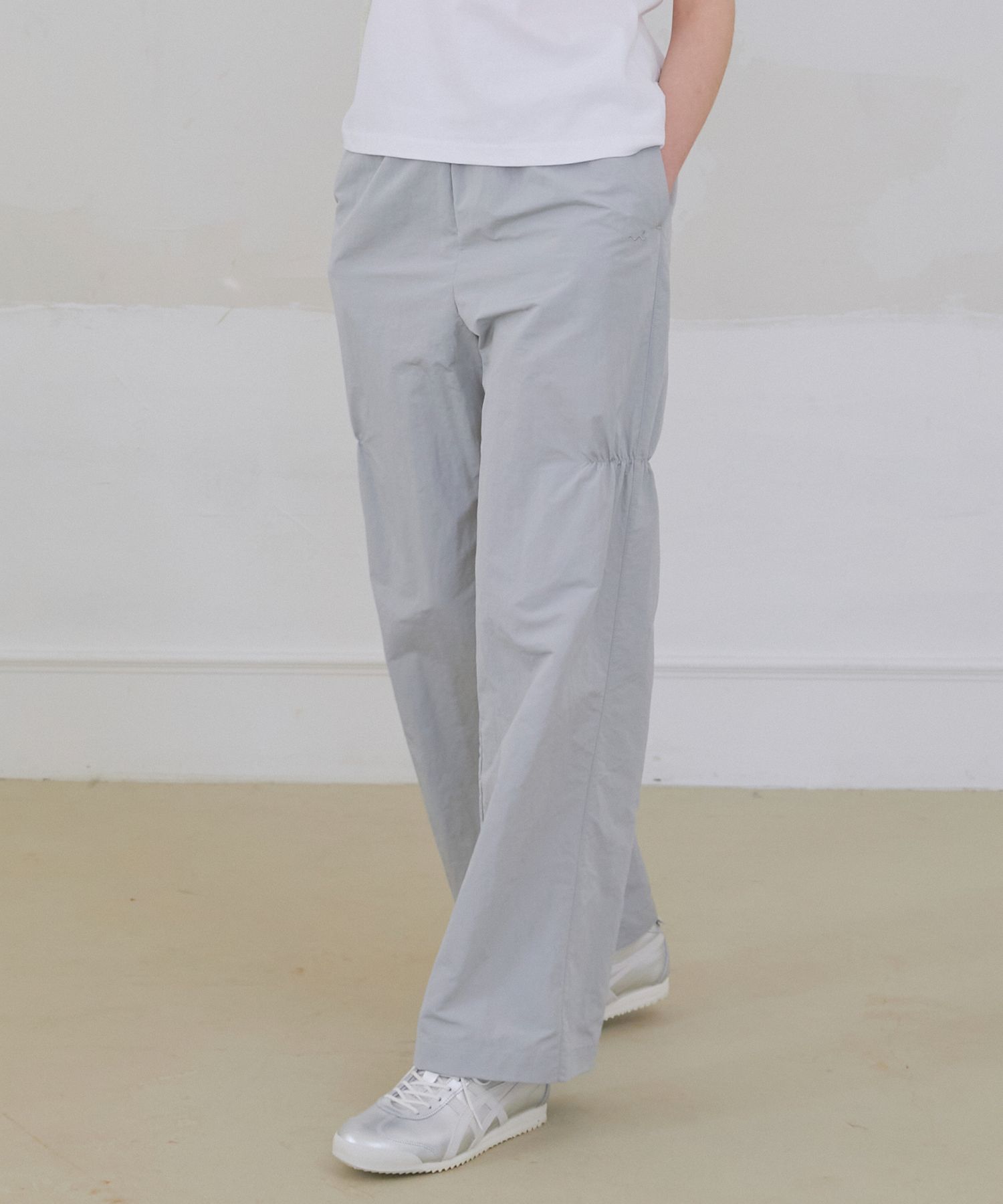 ★PARTIMENTO★ Nylon shirring Pants Gray MUSINSA | POEV Shirring Nylon Straight Pants - Grey