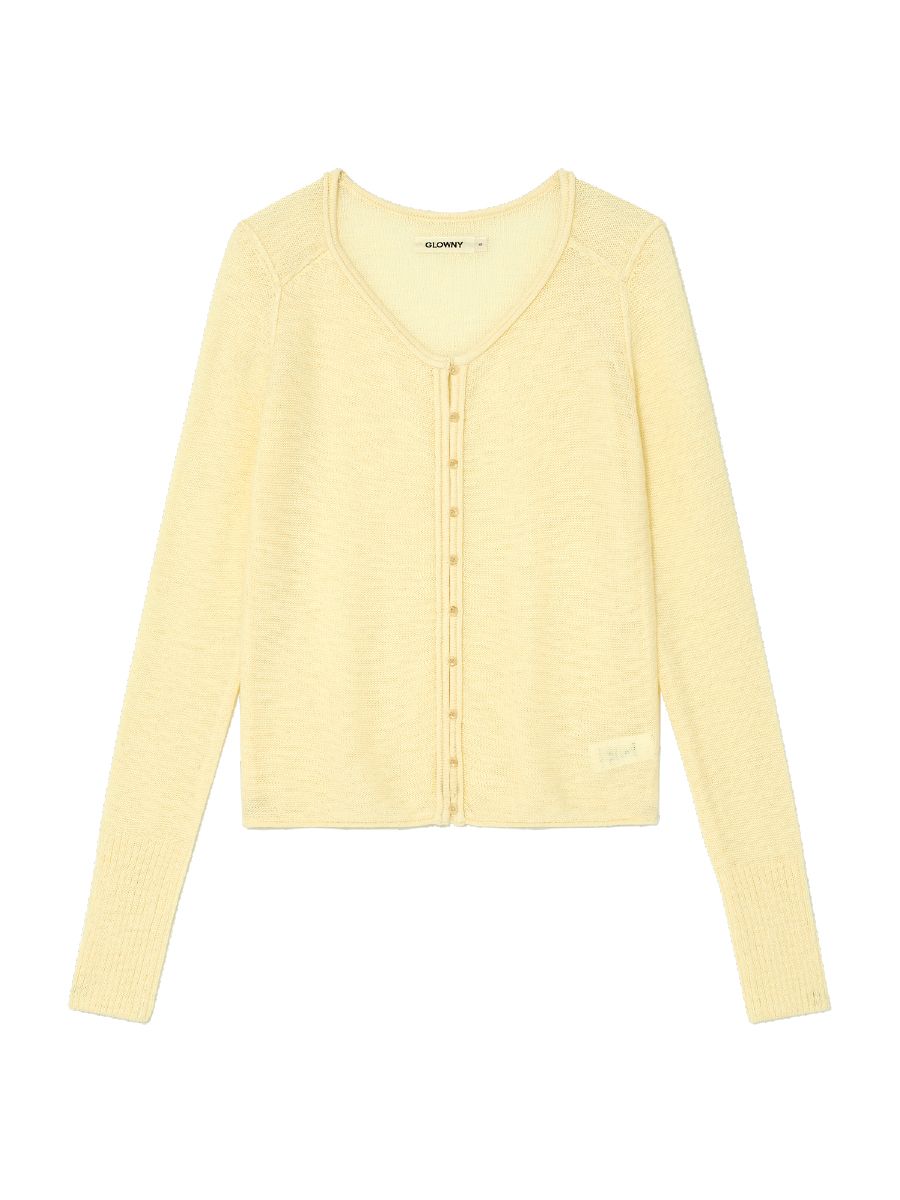 MUSINSA | GLOWNY HOUSE BUTTON CARDIGAN (CUSTARD)