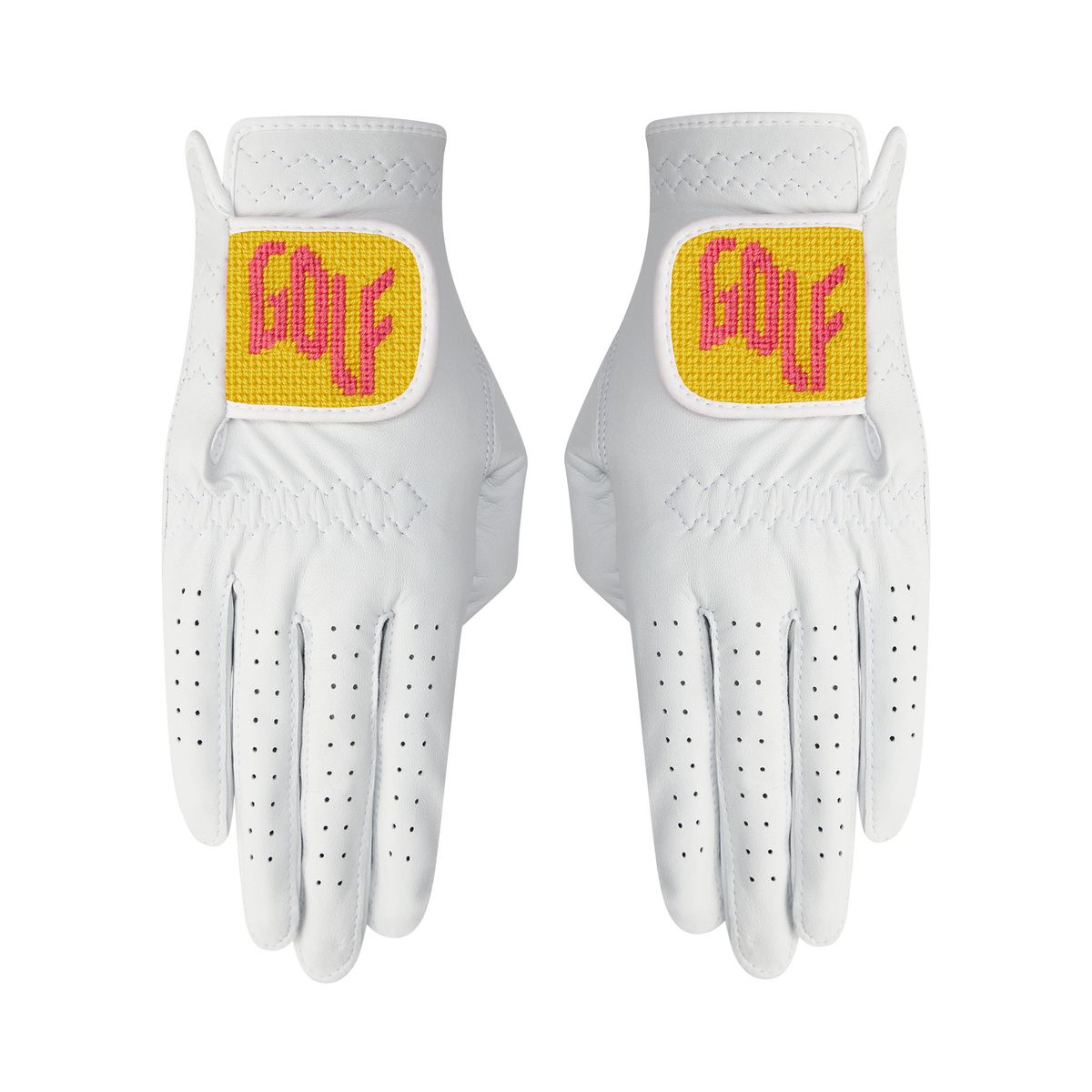 로롱(LOLONG) GOLF YELLOW 자수 양피 장갑 (양손)