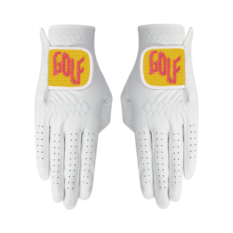 GOLF YELLOW 자수 양피 장갑 (양손)