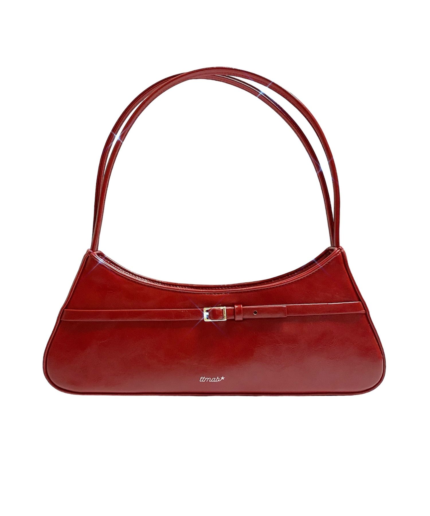 MUSINSA TTMAB Mini Buckle Small Baguette Bag Fishnet Stockings Red