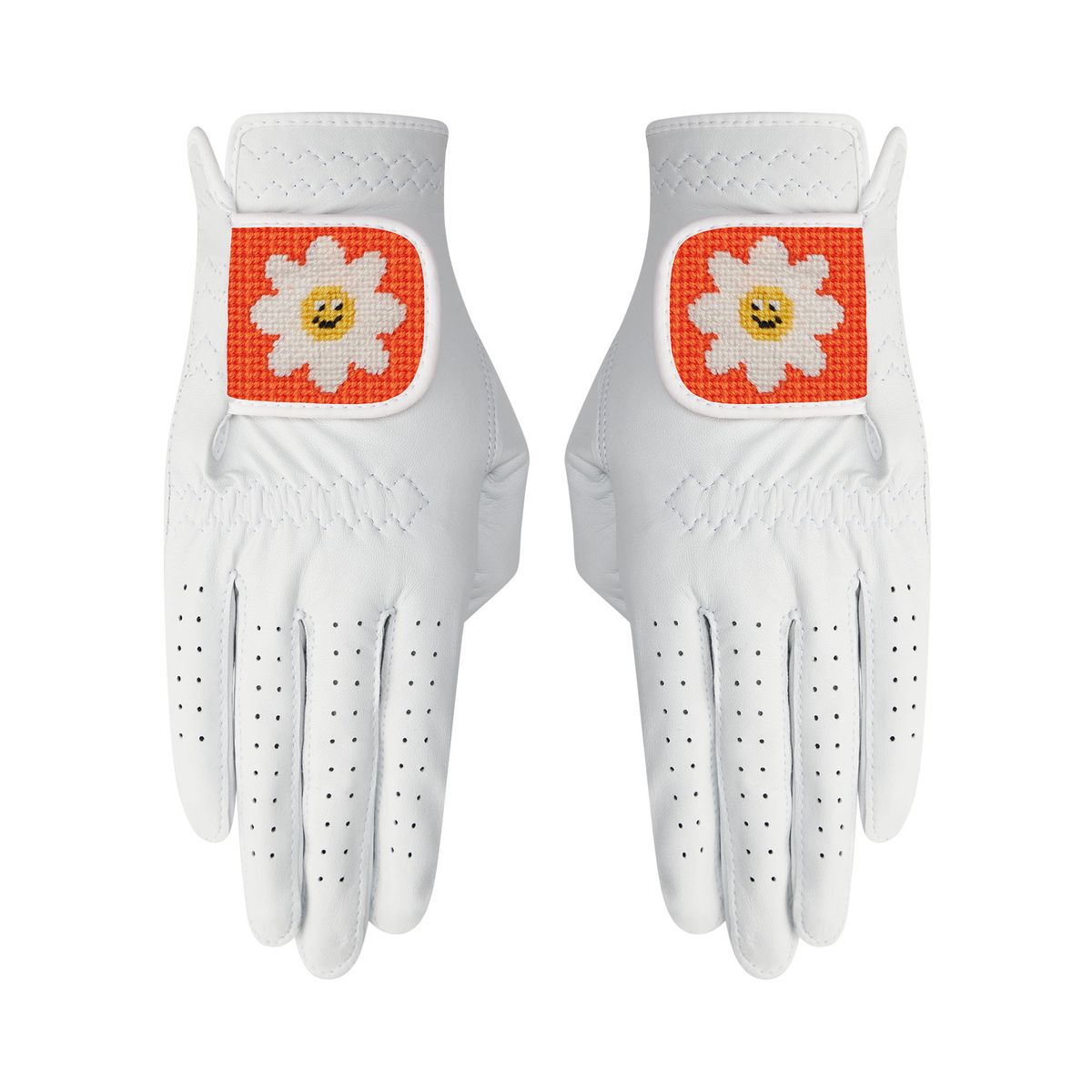 로롱(LOLONG) DAISY ORANGE 자수 양피 장갑 (양손)