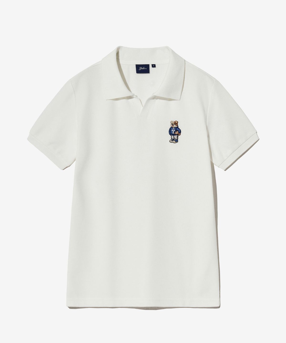 예일(YALE) WOMENS EMBROIDERY DAN QUICK DRY PIQUE SLIT NECK SHIRT WHITE