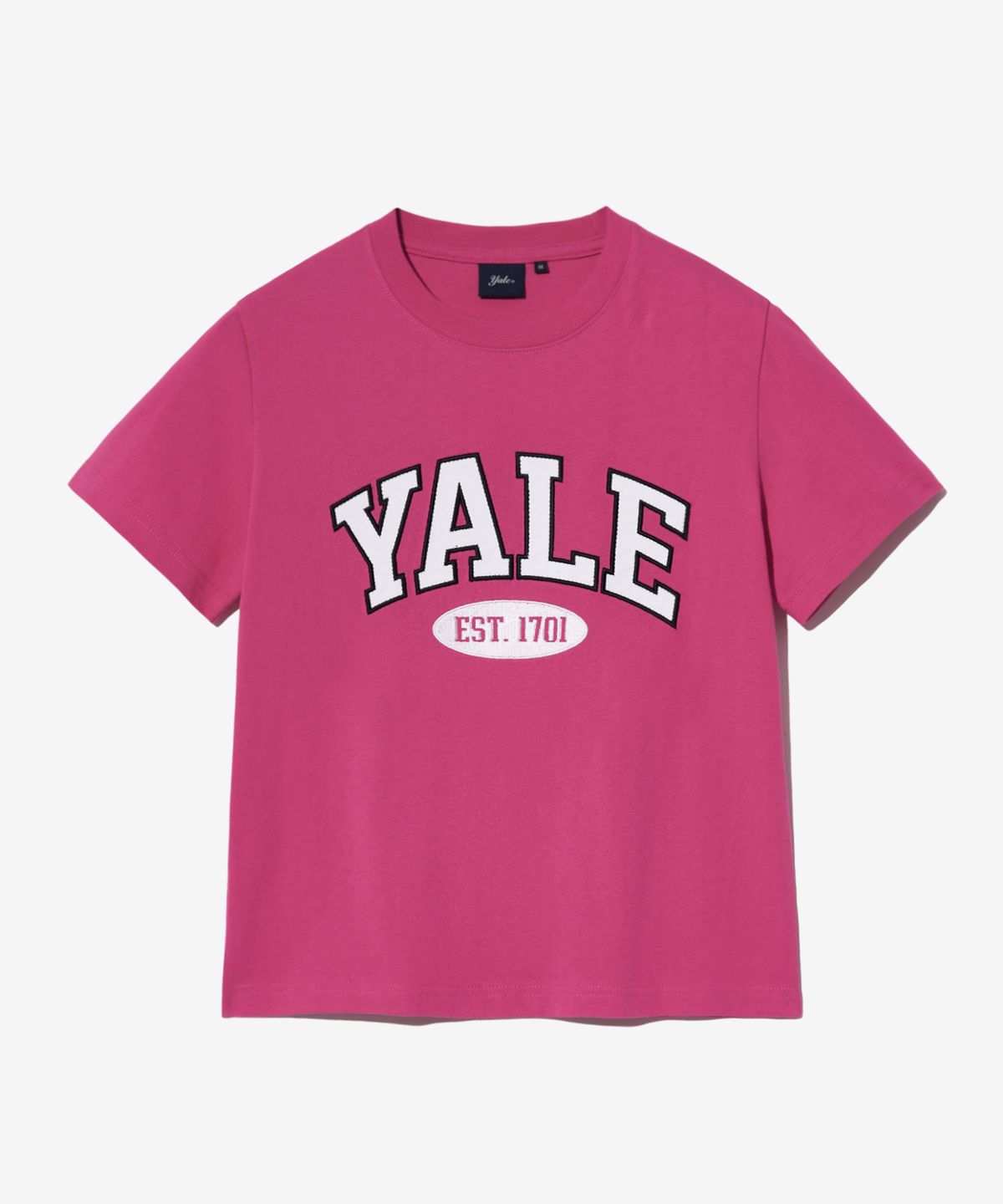 예일(YALE) 우먼즈 투톤아치 크롭 반팔티셔츠 핫핑크