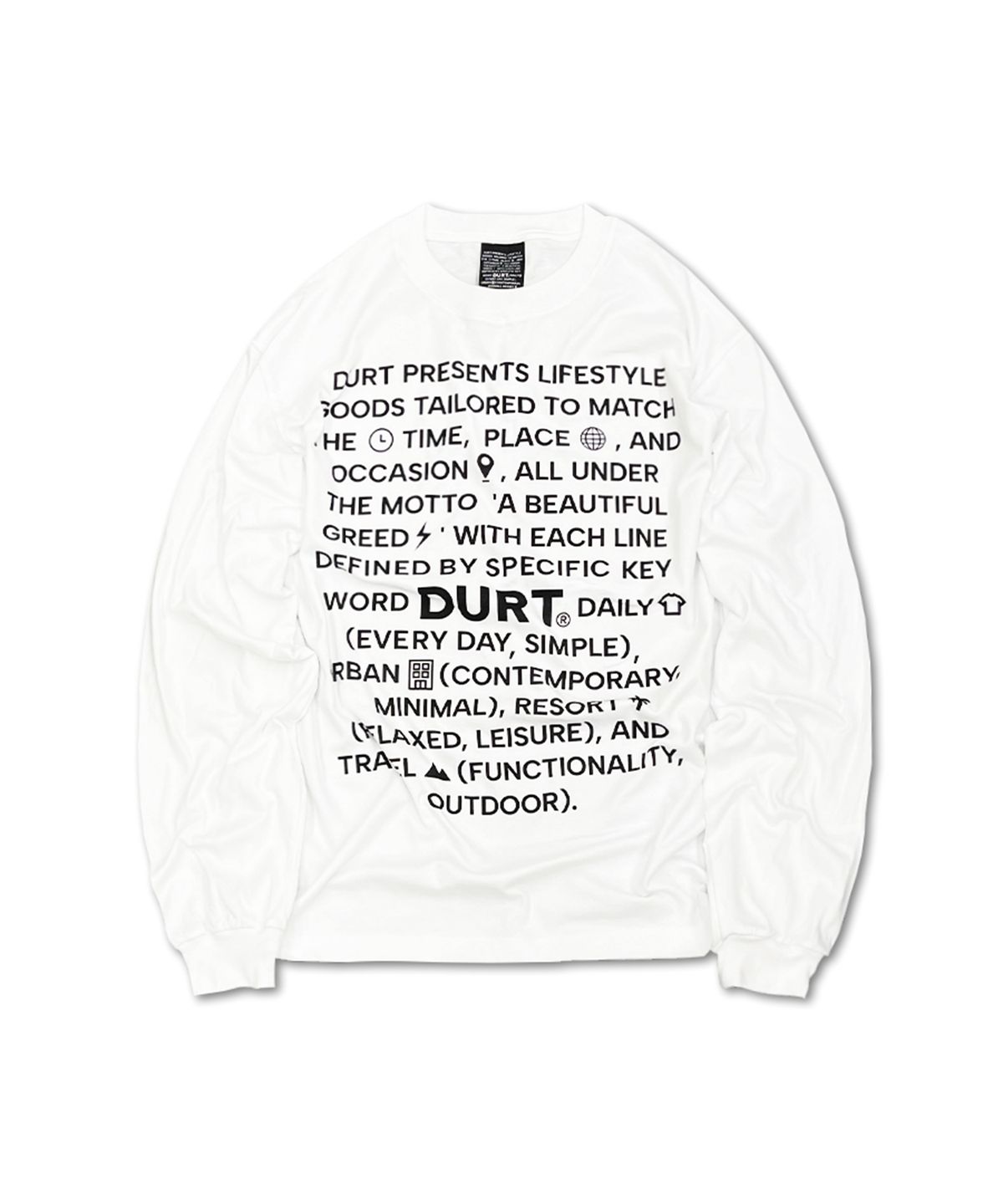 더트(DURT) SLOGAN LONG SLEEVE TEE (WHITE)
