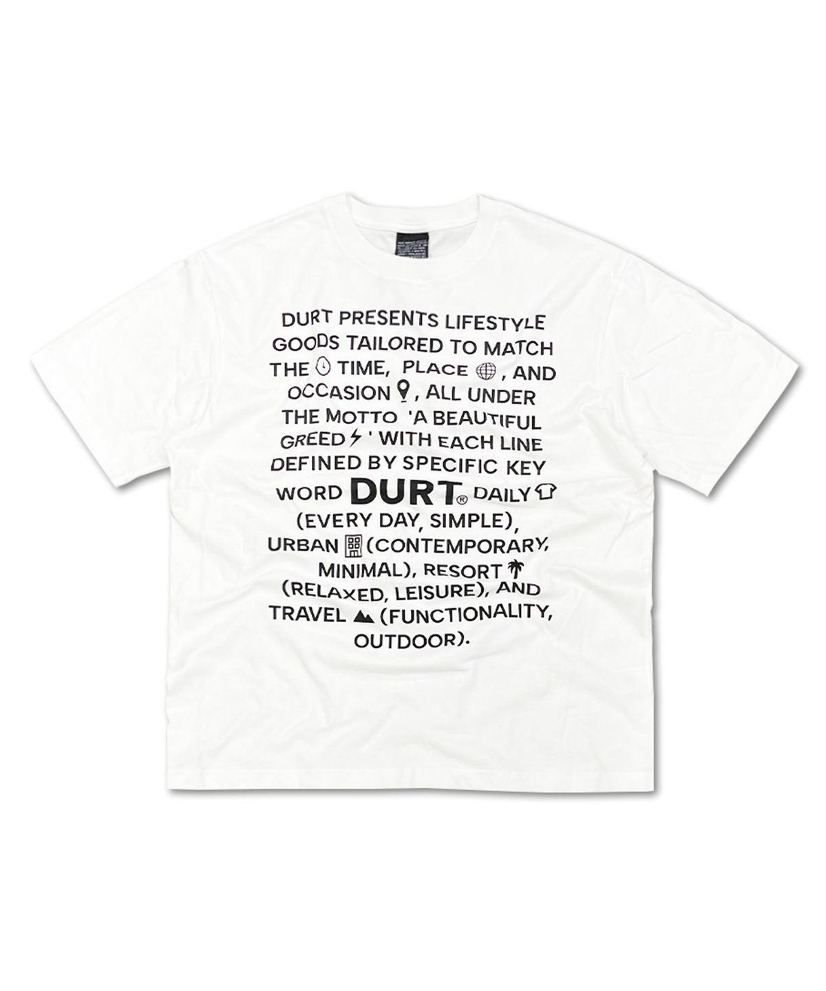 더트(DURT) SLOGAN HALF SLEEVE TEE (WHITE)