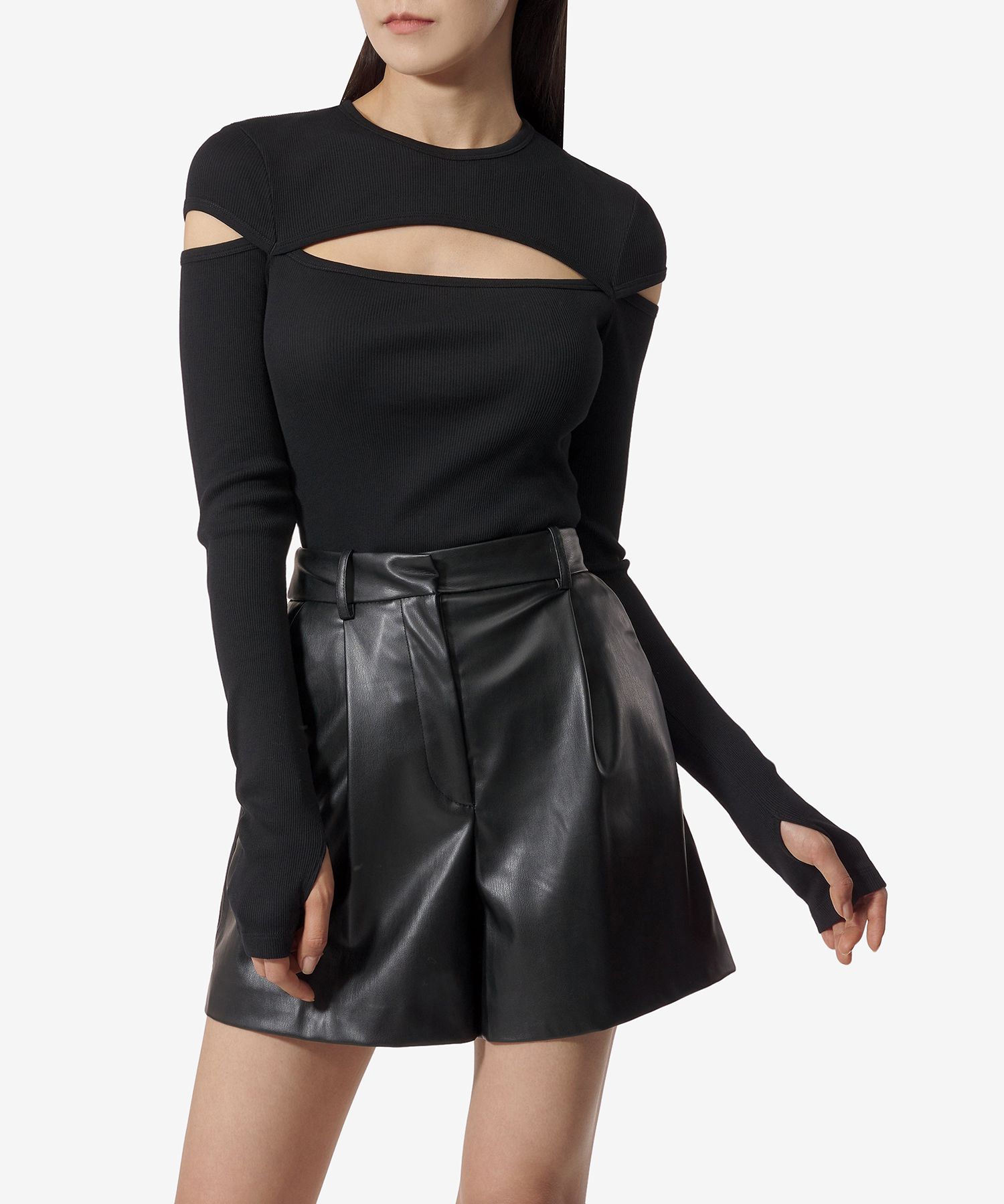 HELMUT LANG カットオフ ロングスリーブカットソー　ブラック MUSINSA公式 | HELMUT LANG スラッシュカットアウトロングスリーブ