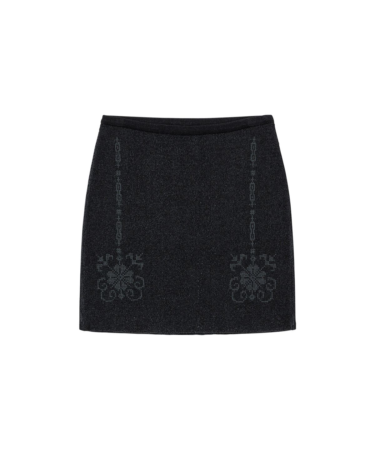 웰빙익스프레스(WELLBEING EXPRESS) Embroidered Knit Mini Skirt Black