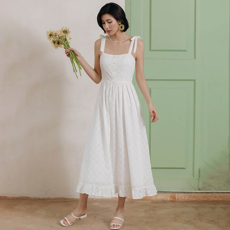 LS_Ribbon strap slip dress