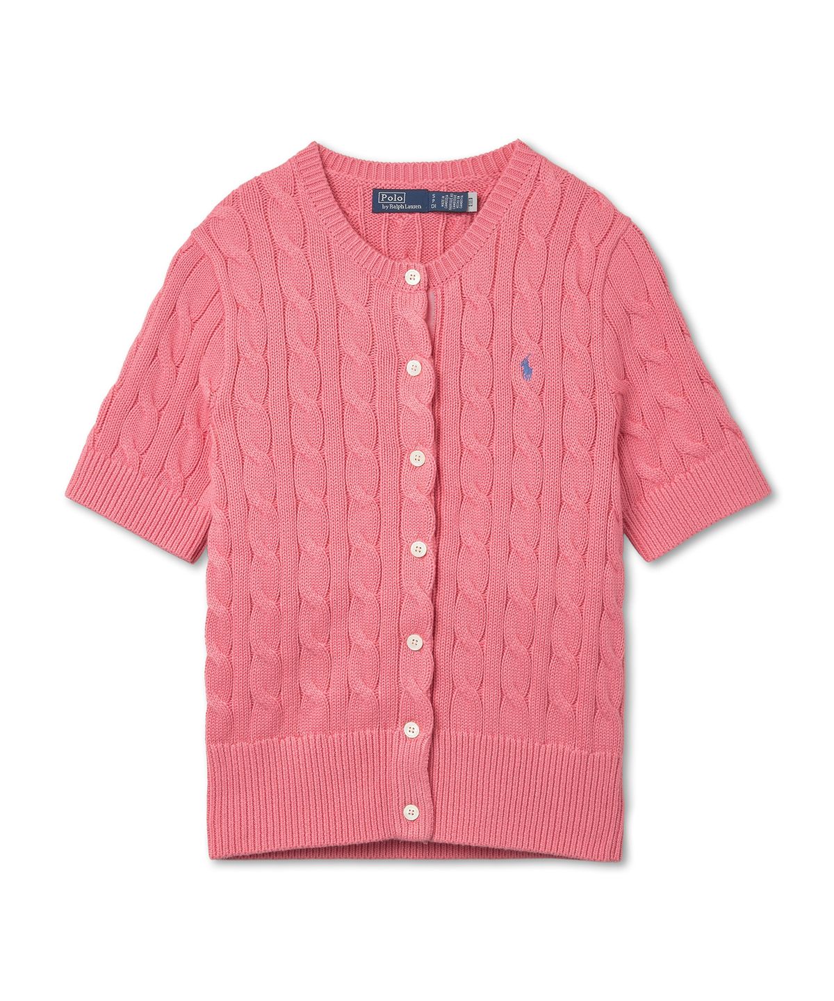 폴로 랄프 로렌(POLO RALPH LAUREN) W 케이블 니트 숏 슬리브 카디건 - 핑크