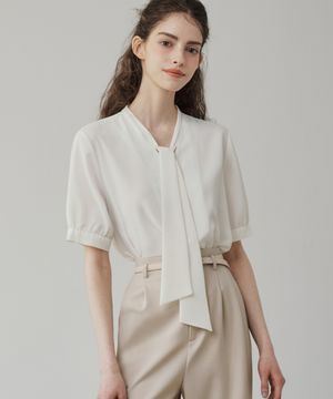 [7컬러] 반팔 타이 블라우스