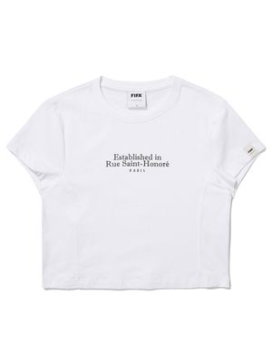 우먼 슬림핏 크롭 반소매 티셔츠 (화이트)